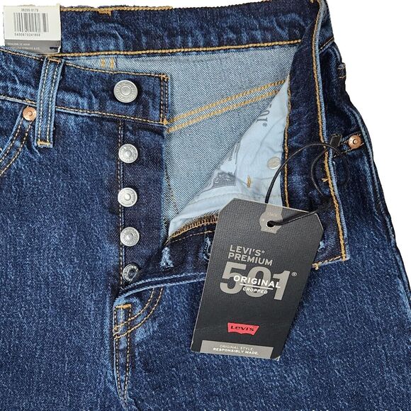 LEVI JEANS 501 Original Cropped Size 25x30 High Rise Button Fly Rodeo - Picture 4 of 8